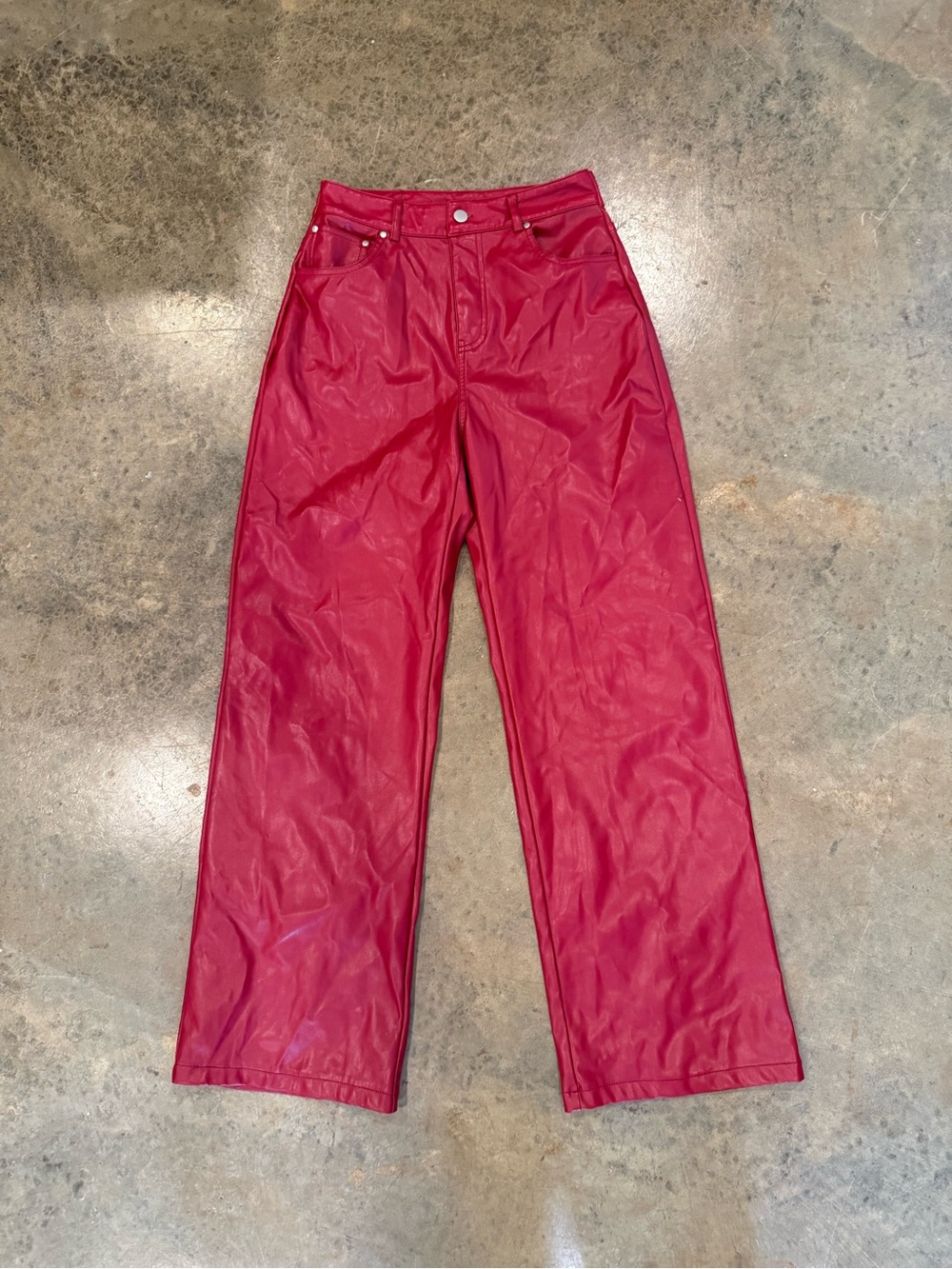 Red Faux Leather Pants